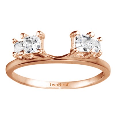 0.38 Ct. Graduated Four Stone Princess Cut Ring Wrap in Rose Gold