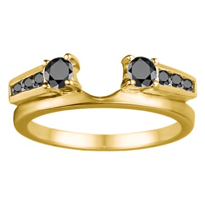 0.5 Ct. Black Round Channel and Prong Set Solitaire Ring Wrap  in Yellow Gold