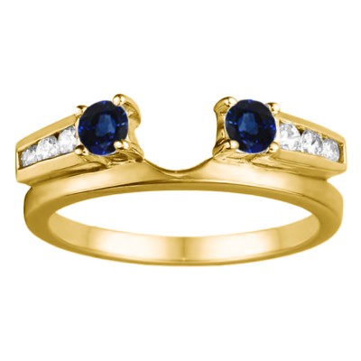 0.31 Ct. Sapphire and Diamond Round Channel and Prong Set Solitaire Ring Wrap  in Yellow Gold