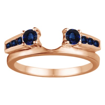 0.31 Ct. Sapphire Round Channel and Prong Set Solitaire Ring Wrap  in Rose Gold