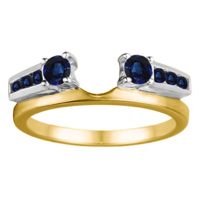 0.31 Ct. Sapphire Round Channel and Prong Set Solitaire Ring Wrap  in Two Tone Gold