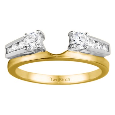 0.31 Ct. Round Channel and Prong Set Solitaire Ring Wrap  in Two Tone Gold