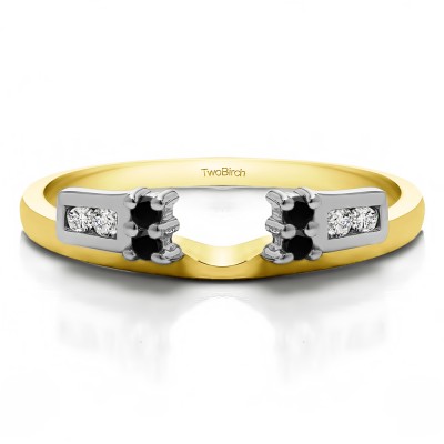 0.16 Ct. Black and White Prong and Channel Ring Wrap Enhancer in Yellow Gold