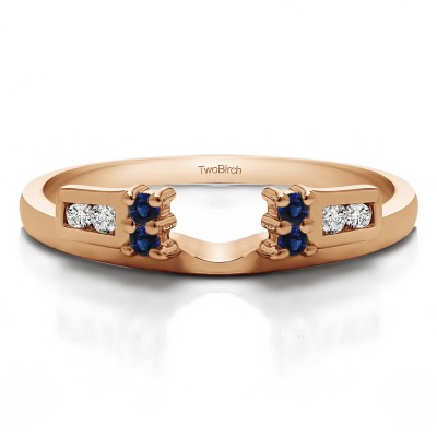 0.12 Ct. Sapphire and Diamond Prong and Channel Ring Wrap Enhancer in Rose Gold