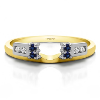0.12 Ct. Sapphire and Diamond Prong and Channel Ring Wrap Enhancer in Two Tone Gold