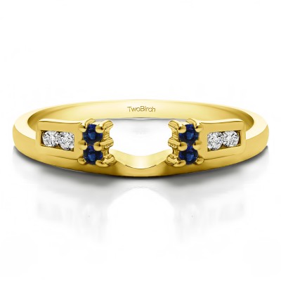 0.12 Ct. Sapphire and Diamond Prong and Channel Ring Wrap Enhancer in Yellow Gold