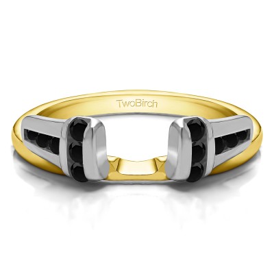 0.24 Ct. Black Channel Set Ring Wrap Enhancer Jacket in Two Tone Gold