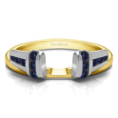 0.24 Ct. Sapphire Channel Set Ring Wrap Enhancer Jacket in Two Tone Gold