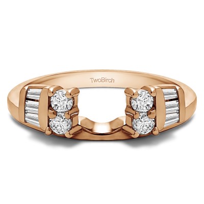 0.32 Ct. Round and Baguette Channel and Prong Ring Wrap Jacket in Rose Gold