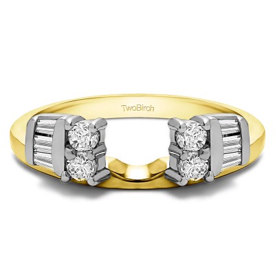 0.32 Ct. Round and Baguette Channel and Prong Ring Wrap Jacket in Two Tone Gold