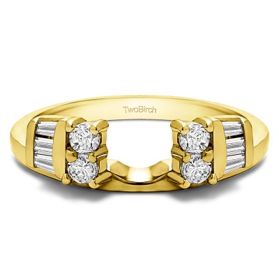 0.32 Ct. Round and Baguette Channel and Prong Ring Wrap Jacket in Yellow Gold