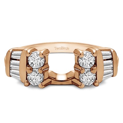 0.86 Ct. Round and Baguette Channel and Prong Ring Wrap Jacket in Rose Gold