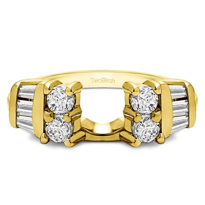 0.86 Ct. Round and Baguette Channel and Prong Ring Wrap Jacket in Yellow Gold