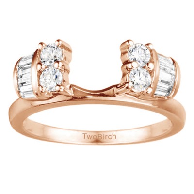 0.48 Ct. Round and Baguette Channel and Prong Ring Wrap Jacket in Rose Gold