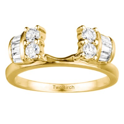 0.48 Ct. Round and Baguette Channel and Prong Ring Wrap Jacket in Yellow Gold