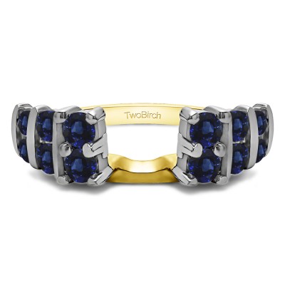 0.25 Ct. Sapphire Three Row Bar Set Ring Wrap in Two Tone Gold