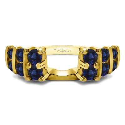 0.25 Ct. Sapphire Three Row Bar Set Ring Wrap in Yellow Gold