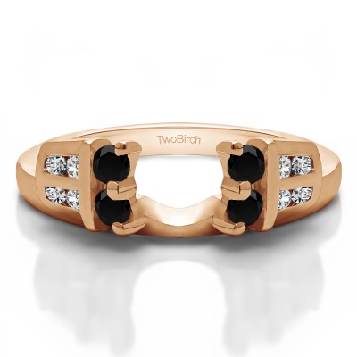 0.32 Ct. Black and White Double Row Channel and Prong Set Ring Wrap Enhancer in Rose Gold