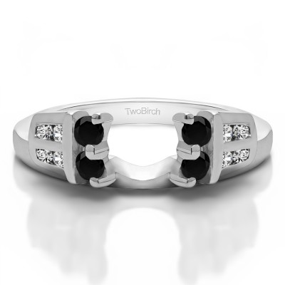0.32 Ct. Black and White Double Row Channel and Prong Set Ring Wrap Enhancer