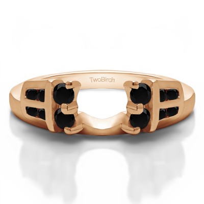 0.32 Ct. Black Double Row Channel and Prong Set Ring Wrap Enhancer in Rose Gold