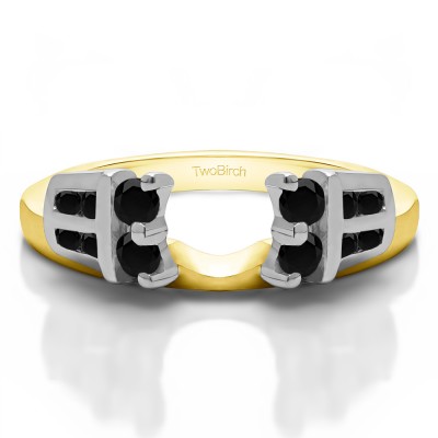 0.32 Ct. Black Double Row Channel and Prong Set Ring Wrap Enhancer in Two Tone Gold