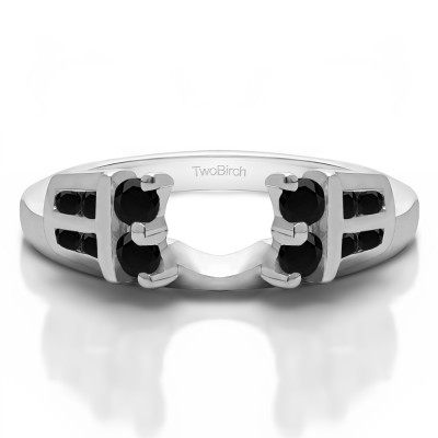 0.32 Ct. Black Double Row Channel and Prong Set Ring Wrap Enhancer