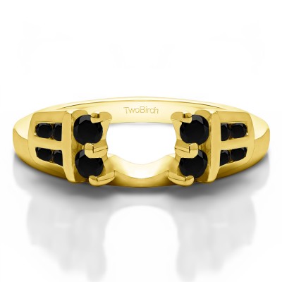 0.32 Ct. Black Double Row Channel and Prong Set Ring Wrap Enhancer in Yellow Gold