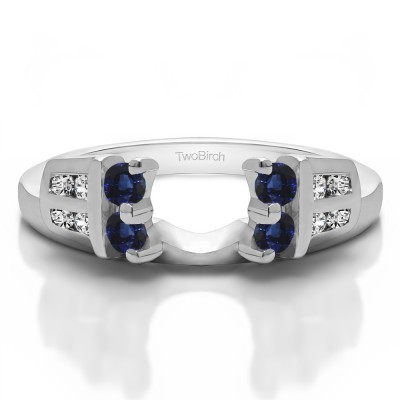 0.32 Ct. Sapphire and Diamond Double Row Channel and Prong Set Ring Wrap Enhancer