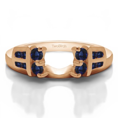 0.32 Ct. Sapphire Double Row Channel and Prong Set Ring Wrap Enhancer in Rose Gold