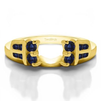0.32 Ct. Sapphire Double Row Channel and Prong Set Ring Wrap Enhancer in Yellow Gold