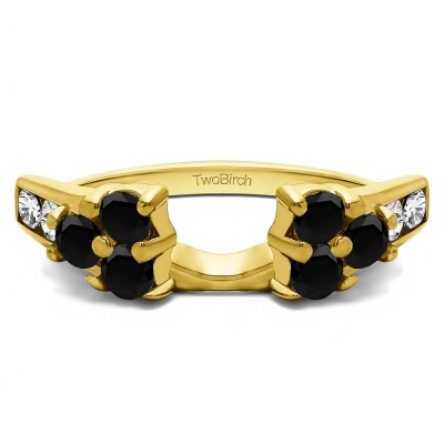 0.76 Ct. Black and White Cluster ring wrap in Yellow Gold