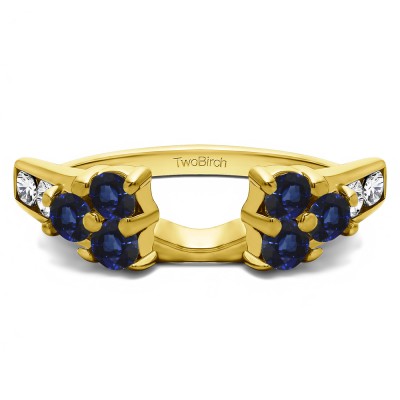 0.26 Ct. Sapphire and Diamond Cluster ring wrap in Yellow Gold