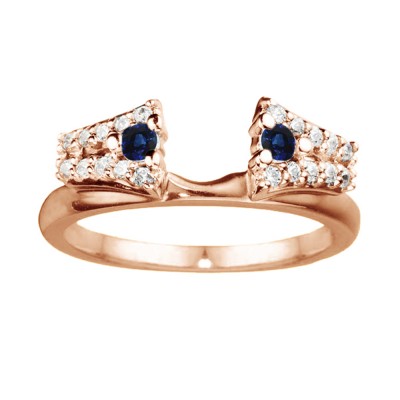 0.3 Ct. Sapphire and Diamond Double Row ring wrap in Rose Gold