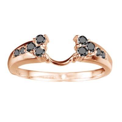 0.32 Ct. Black Cluster Prong and Channel Set Round Ring Wrap in Rose Gold