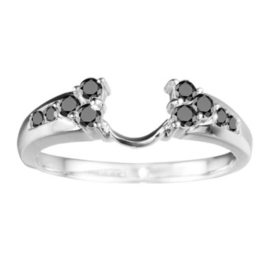 0.32 Ct. Black Cluster Prong and Channel Set Round Ring Wrap