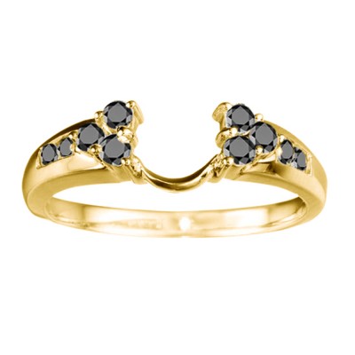 0.32 Ct. Black Cluster Prong and Channel Set Round Ring Wrap in Yellow Gold