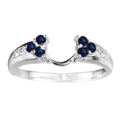 0.32 Ct. Sapphire and Diamond Cluster Prong and Channel Set Round Ring Wrap