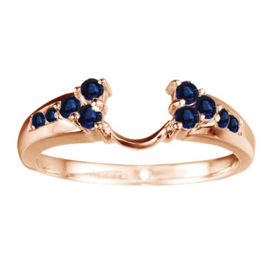 0.32 Ct. Sapphire Cluster Prong and Channel Set Round Ring Wrap in Rose Gold