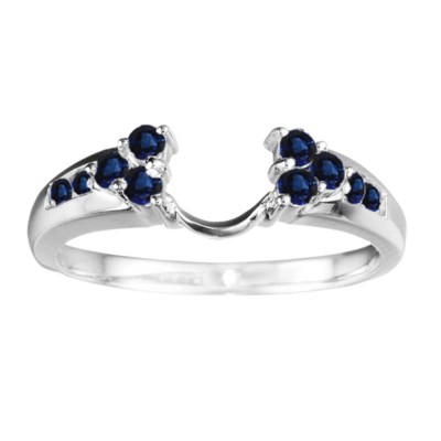 0.32 Ct. Sapphire Cluster Prong and Channel Set Round Ring Wrap