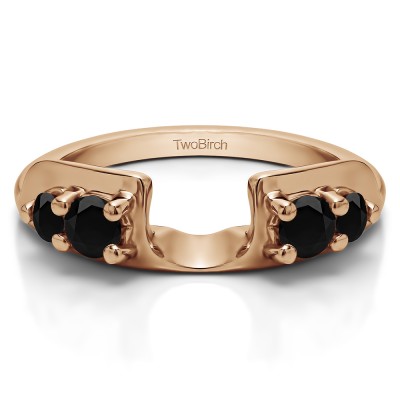 0.25 Ct. Black Graduated Four Stone Round Wedding Ring Wrap in Rose Gold