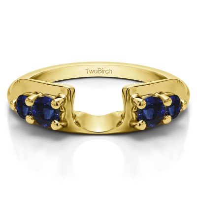 0.25 Ct. Sapphire Graduated Four Stone Round Wedding Ring Wrap in Yellow Gold