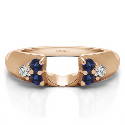 0.24 Ct. Sapphire and Diamond Cluster Prong Wedding ring wrap in Rose Gold