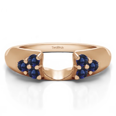 0.24 Ct. Sapphire Cluster Prong Wedding ring wrap in Rose Gold