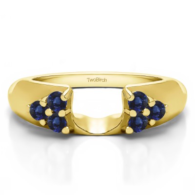 0.24 Ct. Sapphire Cluster Prong Wedding ring wrap in Yellow Gold