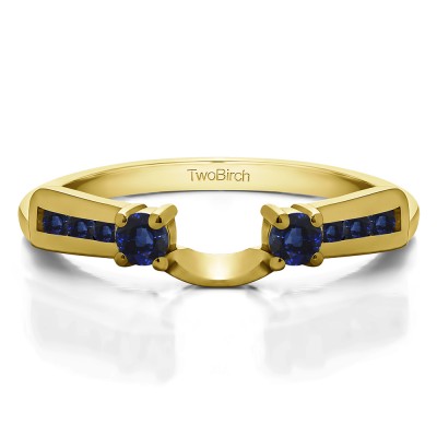 0.26 Ct. Sapphire Channel and Prong Round Stone Ring Wrap Enhancer in Yellow Gold