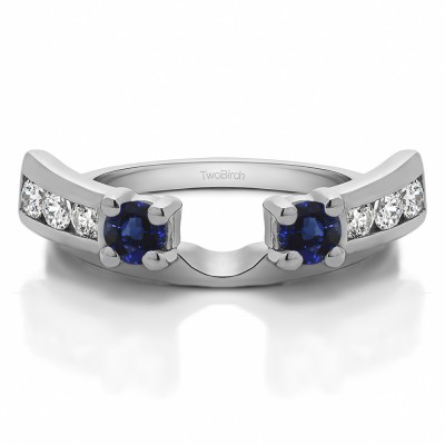 0.26 Ct. Sapphire and Diamond Channel and Prong Round Stone Ring Wrap Enhancer
