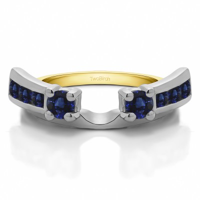 0.26 Ct. Sapphire Channel and Prong Round Stone Ring Wrap Enhancer in Two Tone Gold