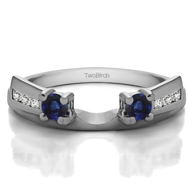 0.26 Ct. Sapphire and Diamond Channel and Prong Round Stone Ring Wrap Enhancer
