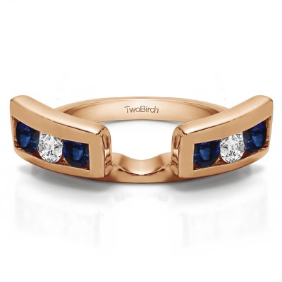 0.24 Ct. Sapphire and Diamond Six Stone Channel Set Ring Wrap Jacket in Rose Gold