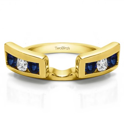 0.24 Ct. Sapphire and Diamond Six Stone Channel Set Ring Wrap Jacket in Yellow Gold